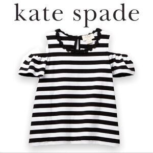 Kate Spade Girls Black & White Striped Cold Shoulder Tee. EUC! Size 3-6 months.
